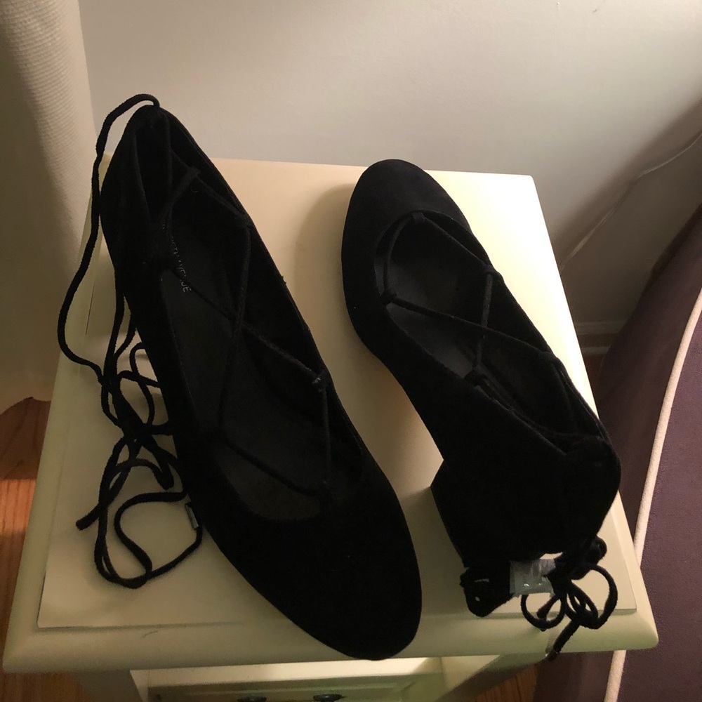 Black suede tie shoes